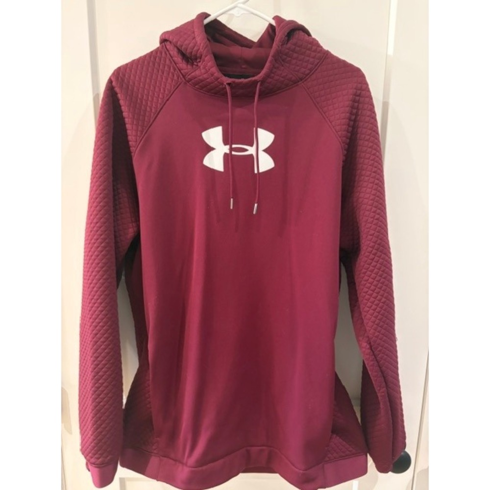 Under Armour ColdGear Womens XL Burgundy Quilted Sleeve Pullover Hoodie Loose